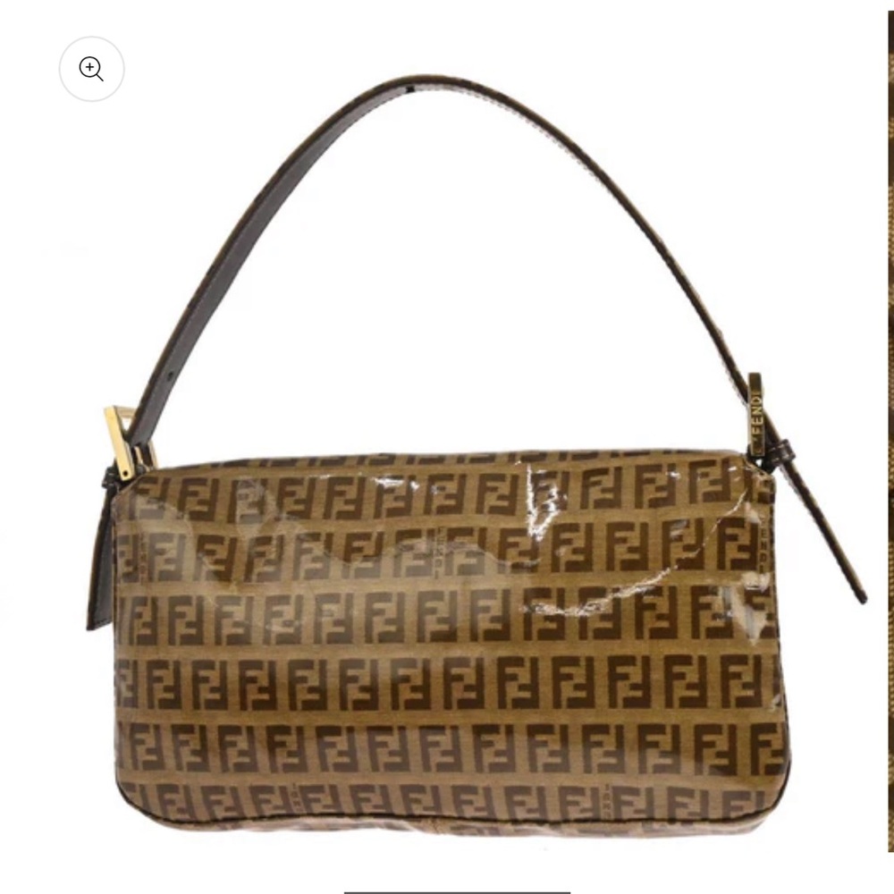 Fendi Brown PVC Zucchino Baguette Vintage Bag - Picture 2 of 10